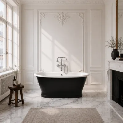 The York 170 - Black & White, emaljerat gjutjärnsbadkar