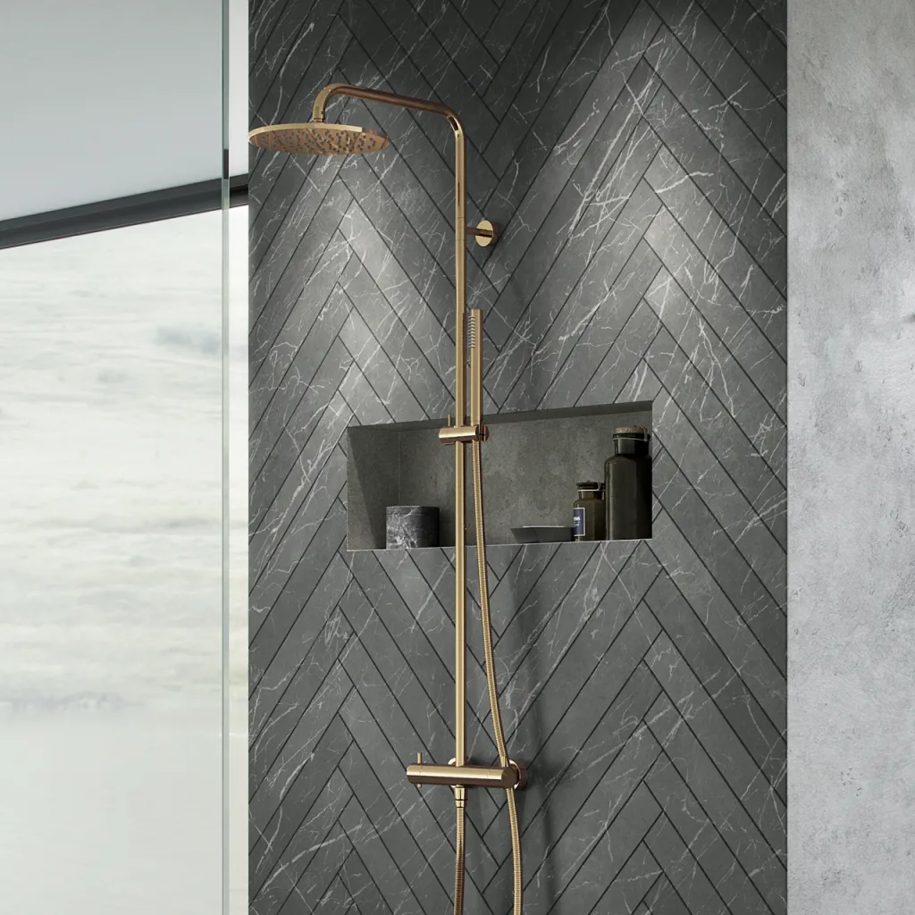 Semplice Rain DeLuxe SRL02 - SmartTerm Ø25 EasyClean, Polerad Mässing Natur