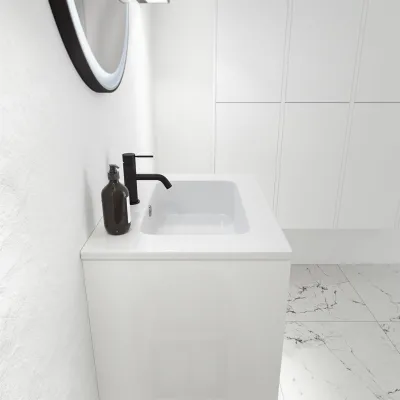 ArkiLife Cobus ACC60 - 60,5x46,5, Slim-Frame-möbler, Högblank vit med Sanistone-handfat