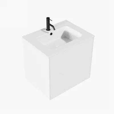 ArkiLife Cobus ACC60 - 60,5x46,5, Slim-Frame-möbler, Högblank vit med Sanistone-handfat