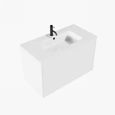 ArkiLife Cobus ACC90 - 90,5x46,5, Slim-Frame-möbler, Högblank vit med Sanistone-handfat