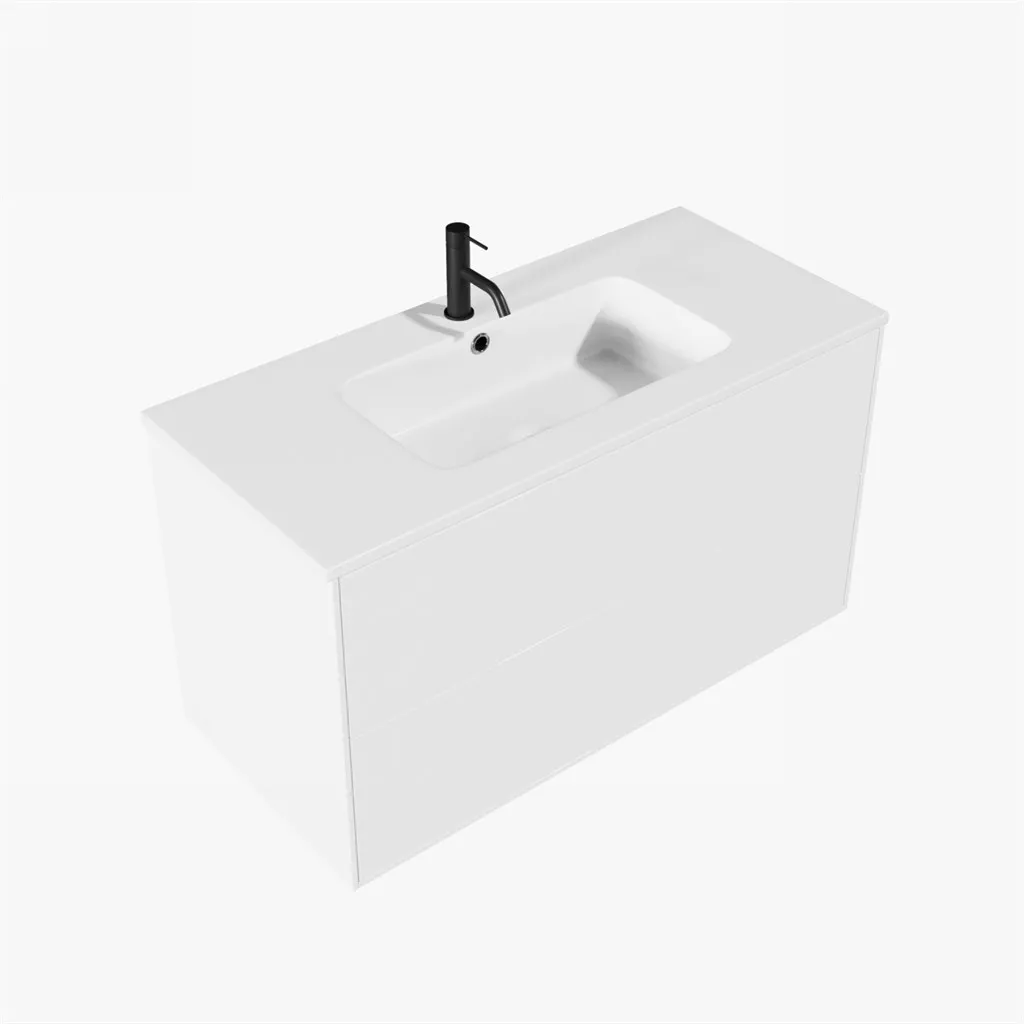 ArkiLife Cobus ACC100 - 100,5x46,5, Slim-Frame-möbler, Högblank vit med Sanistone-handfat
