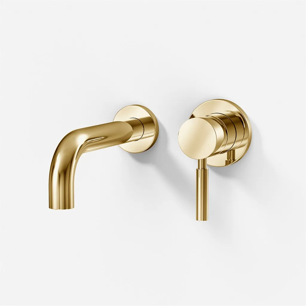 Semplice SHV102 - Tvättställsblandare, 22 cm pip, Polerad mässing Naturfärgad