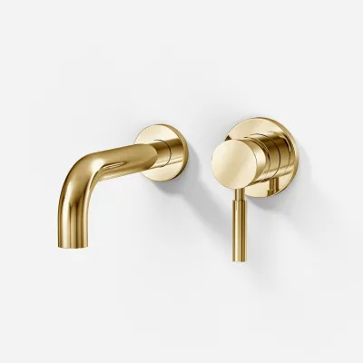 Semplice SHV102 - Tvättställsblandare, 22 cm pip, Polerad mässing Naturfärgad
