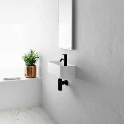 Coco 1L - Tvättställ 36x18 cm, Matt Vit SolidTec®