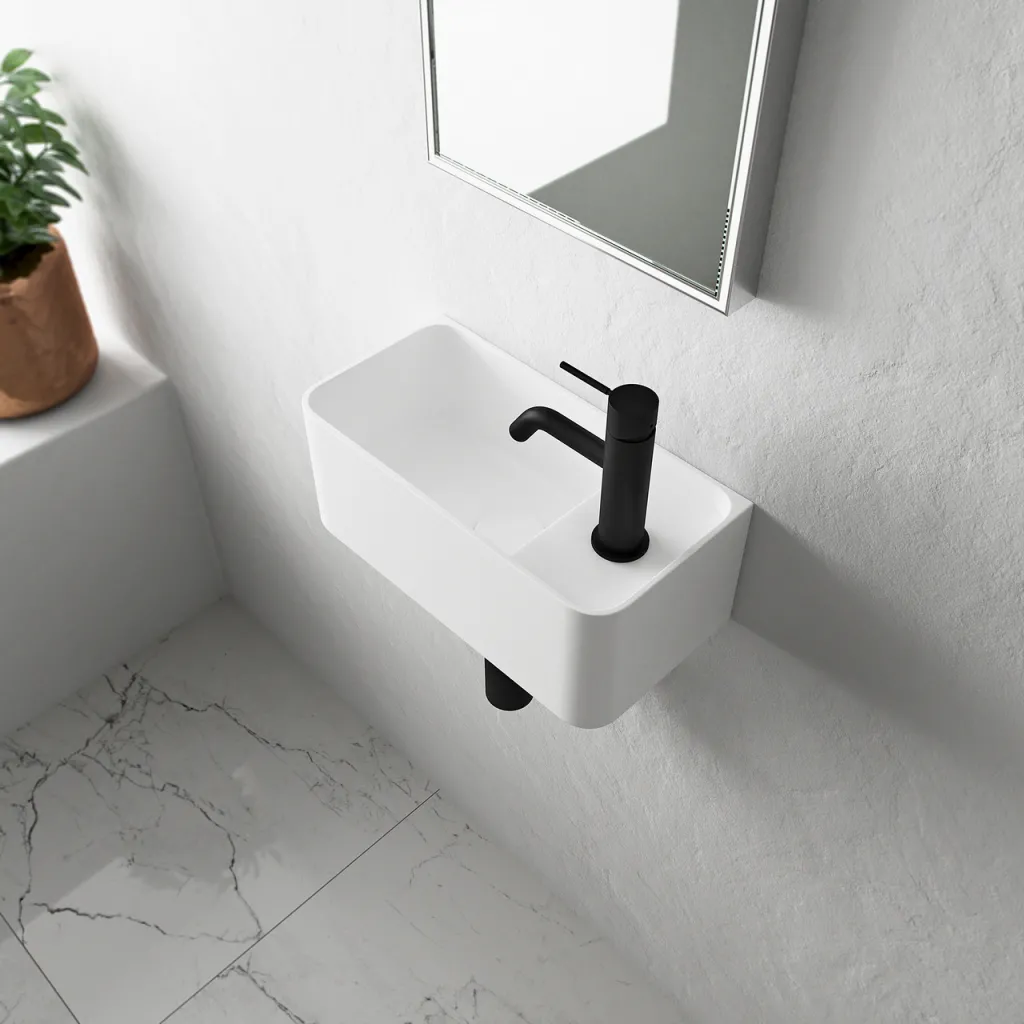 Coco 1L - Tvättställ 36x18 cm, Matt Vit SolidTec®