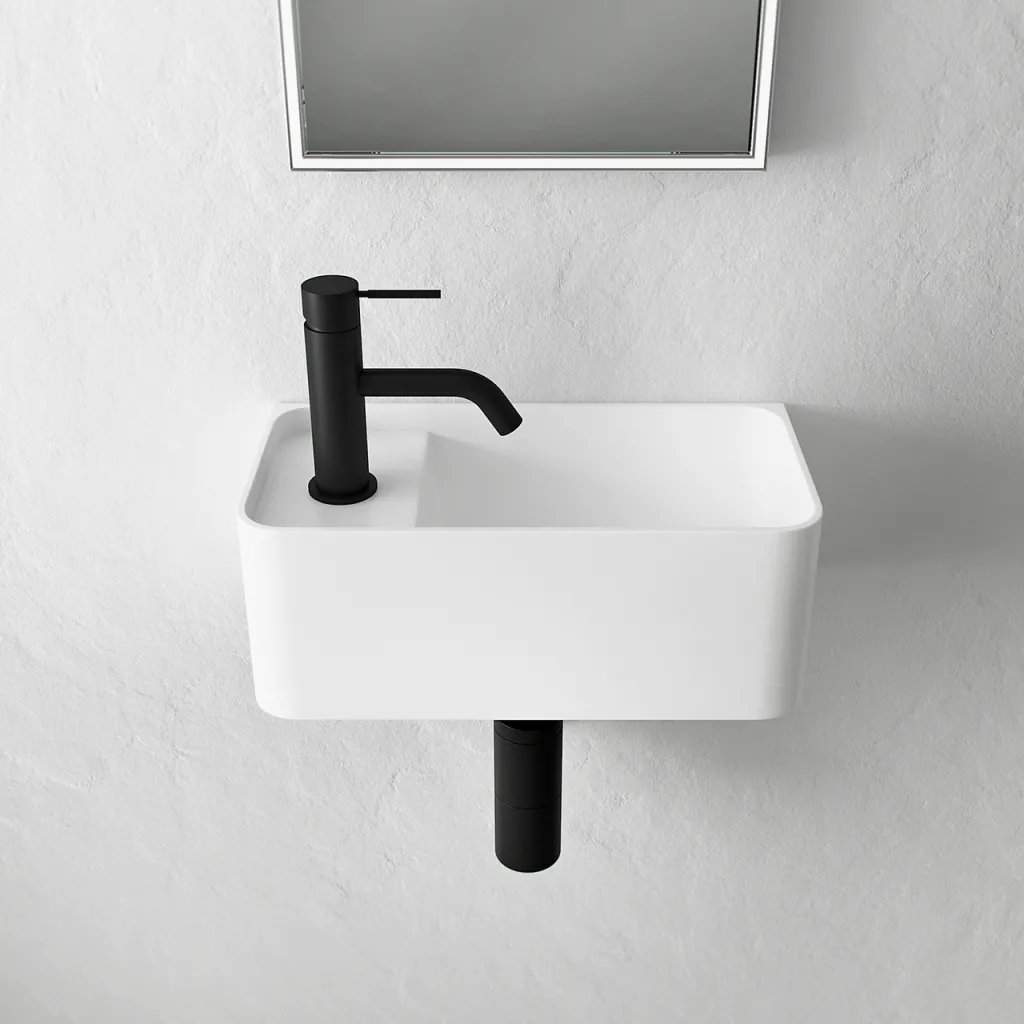 Coco 1R - Tvättställ 36x18 cm, Matt Vit SolidTec®