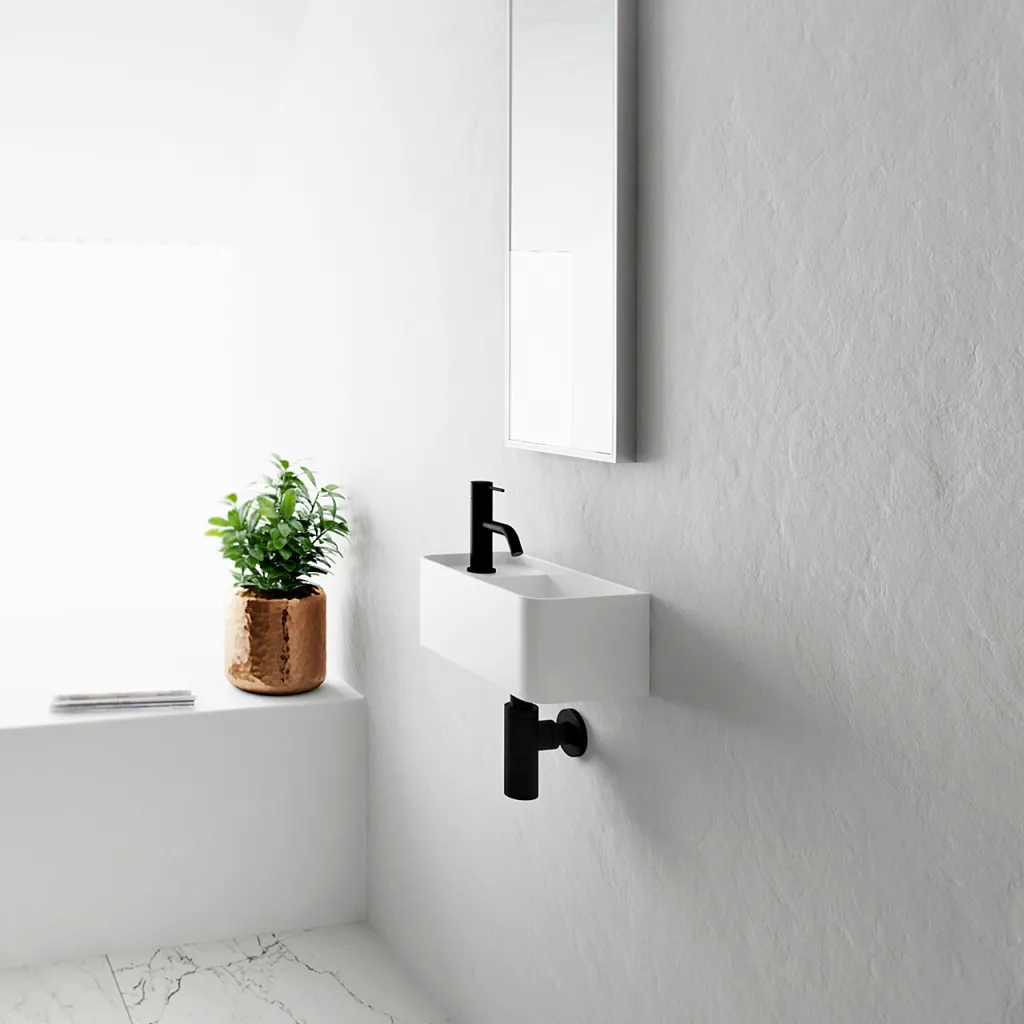 Coco 1R - Tvättställ 36x18 cm, Matt Vit SolidTec®