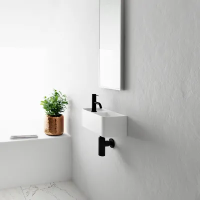 Coco 1R - Tvättställ 36x18 cm, Matt Vit SolidTec®