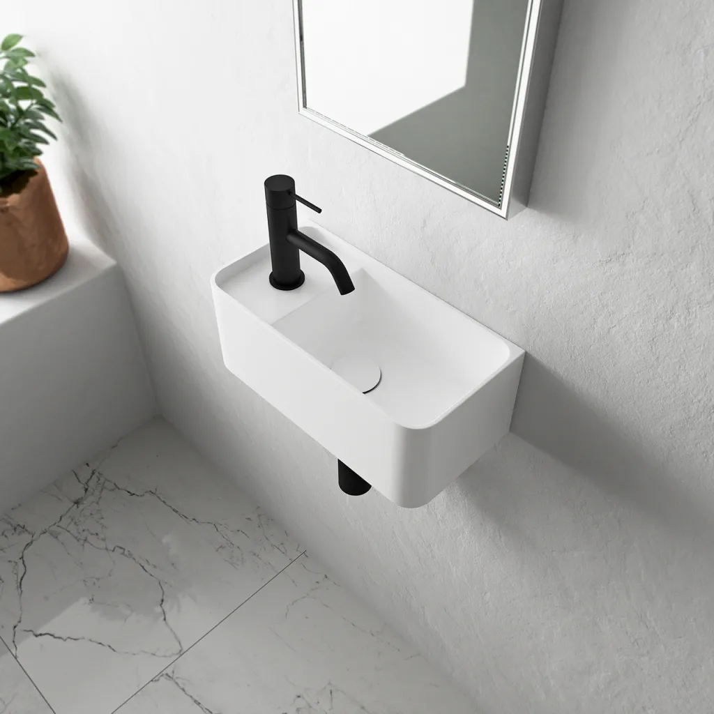 Coco 1R - Tvättställ 36x18 cm, Matt Vit SolidTec®
