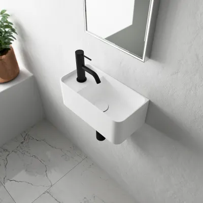 Coco 1R - Tvättställ 36x18 cm, Matt Vit SolidTec®