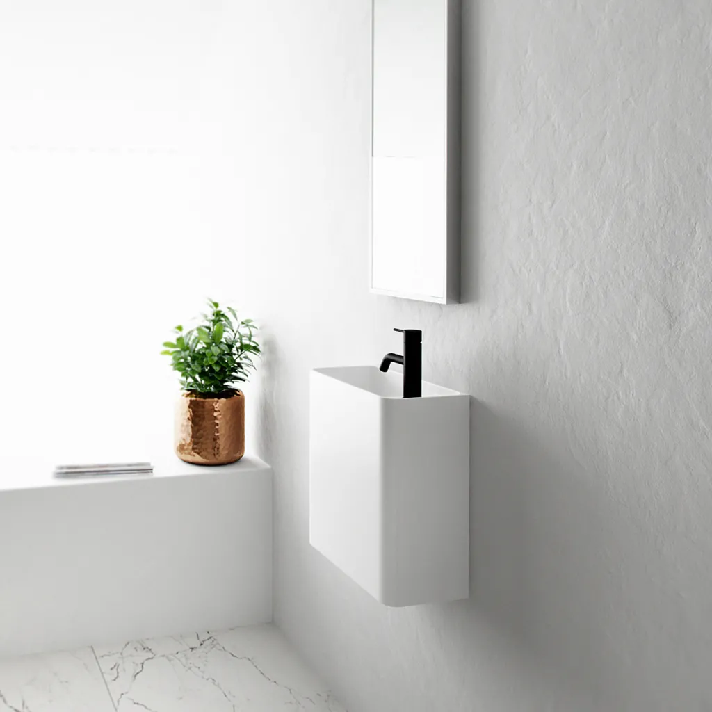 Coco 2L - Tvättställ 36x18 cm, Matt Vit SolidTec®