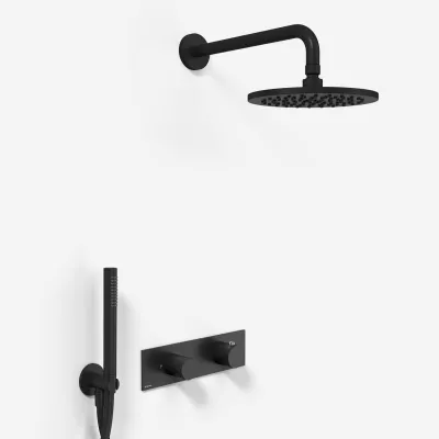 Nostromo G572B S12 - Termostatsats DeLuxe Ø20 cm. EasyClean, Wall, Matt svart