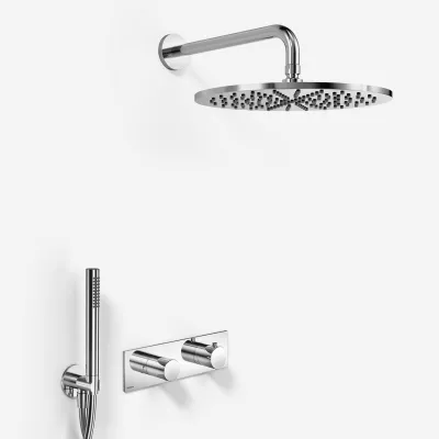 Nostromo G572B S14 - Termostatduschset DeLuxe Ø30 cm. EasyClean, Wall, Chrome