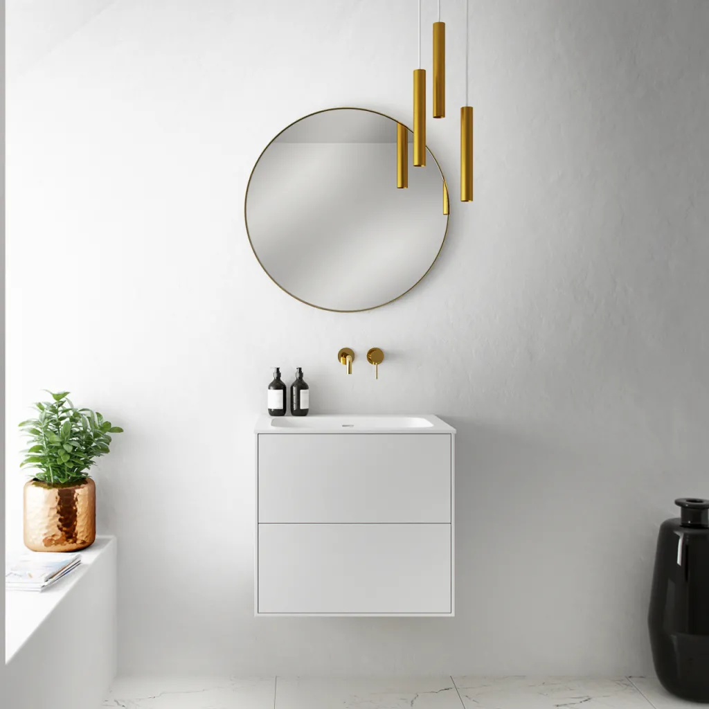 Pulcher Mood 60 Soft - Badrumsmöbel 60x46 cm, matt vit med SolidTec® handfat
