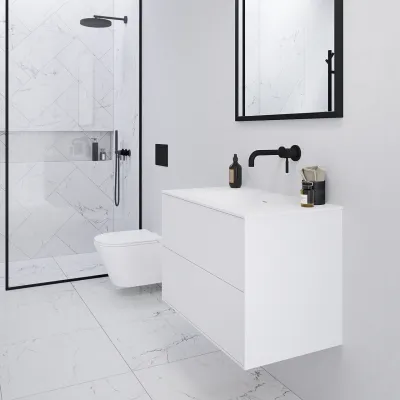 Pulcher Mood 80 Soft - Badrumsmöbel 80x46 cm, matt vit med SolidTec® handfat