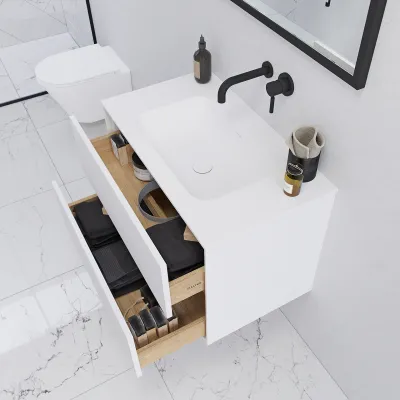Pulcher Mood 80 Soft - Badrumsmöbel 80x46 cm, matt vit med SolidTec® handfat