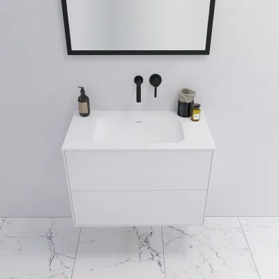 Pulcher Mood 80 Soft - Badrumsmöbel 80x46 cm, matt vit med SolidTec® handfat