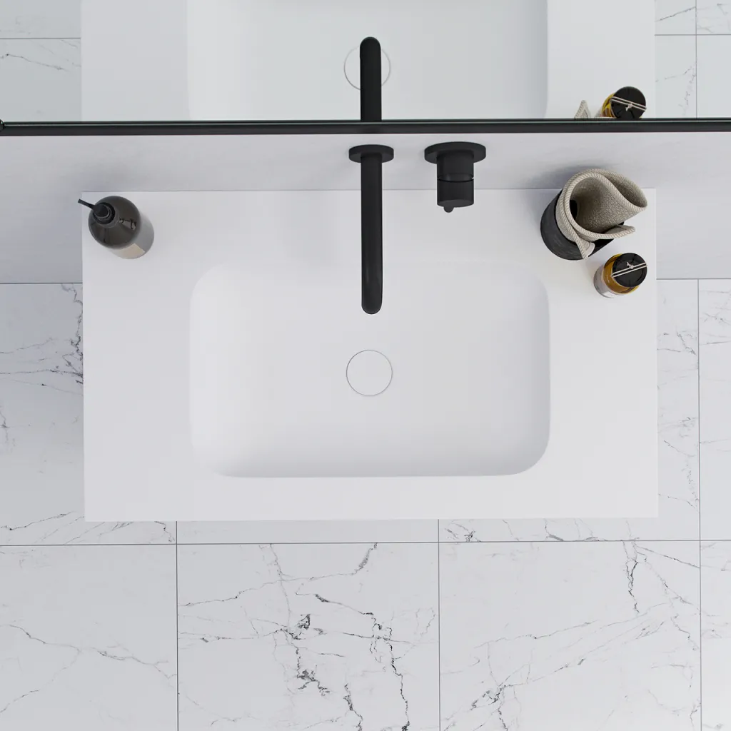 Pulcher Mood 80 Soft - Badrumsmöbel 80x46 cm, matt vit med SolidTec® handfat