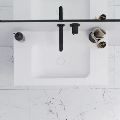 Pulcher Mood 80 Soft - Badrumsmöbel 80x46 cm, matt vit med SolidTec® handfat