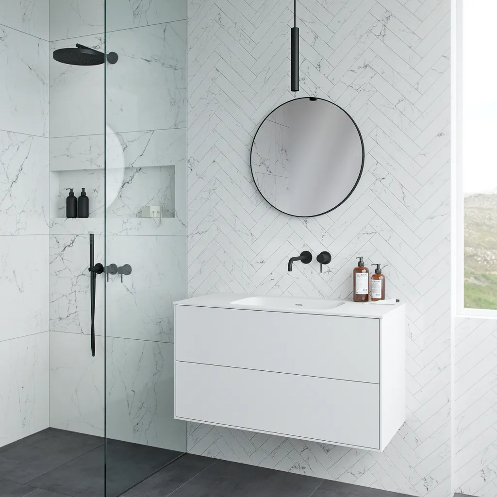 Pulcher Mood 100 Soft - Badrumsmöbel 100x46 cm, matt vit med SolidTec® handfat