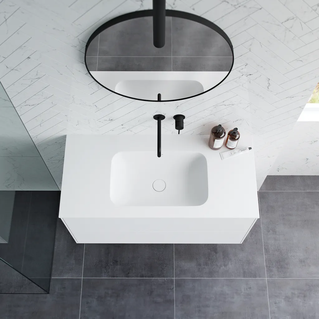 Pulcher Mood 100 Soft - Badrumsmöbel 100x46 cm, matt vit med SolidTec® handfat