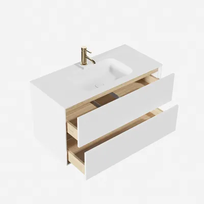 Pulcher Mood 100 Soft - Badrumsmöbel 100x46 cm, matt vit med SolidTec® handfat