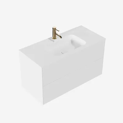 Pulcher Mood 100 Soft - Badrumsmöbel 100x46 cm, matt vit med SolidTec® handfat