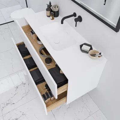 Pulcher Mood 120 Soft - Badrumsmöbel 120x46 cm, mattvit med SolidTec® handfat