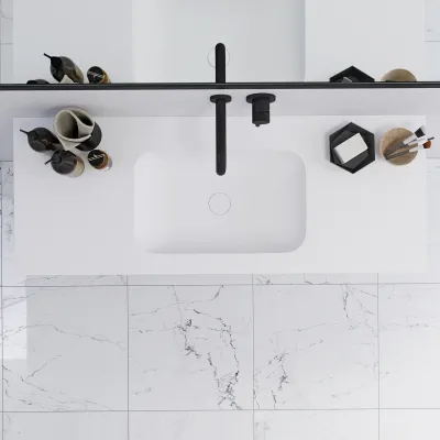 Pulcher Mood 120 Soft - Badrumsmöbel 120x46 cm, mattvit med SolidTec® handfat