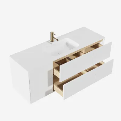 Pulcher Mood 140 Soft - Badrumsmöbel 140x46, mattvit med SolidTec® handfat