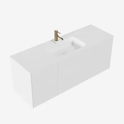 Pulcher Mood 140 Soft - Badrumsmöbel 140x46, mattvit med SolidTec® handfat