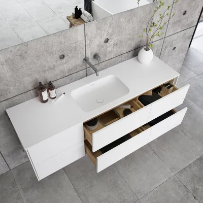 Pulcher Mood 160 Soft - Badrumsmöbel 160x46 cm, Mathvid m/ SolidTec® handfat