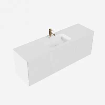 Pulcher Mood 160 Soft - Badrumsmöbel 160x46 cm, Mathvid m/ SolidTec® handfat