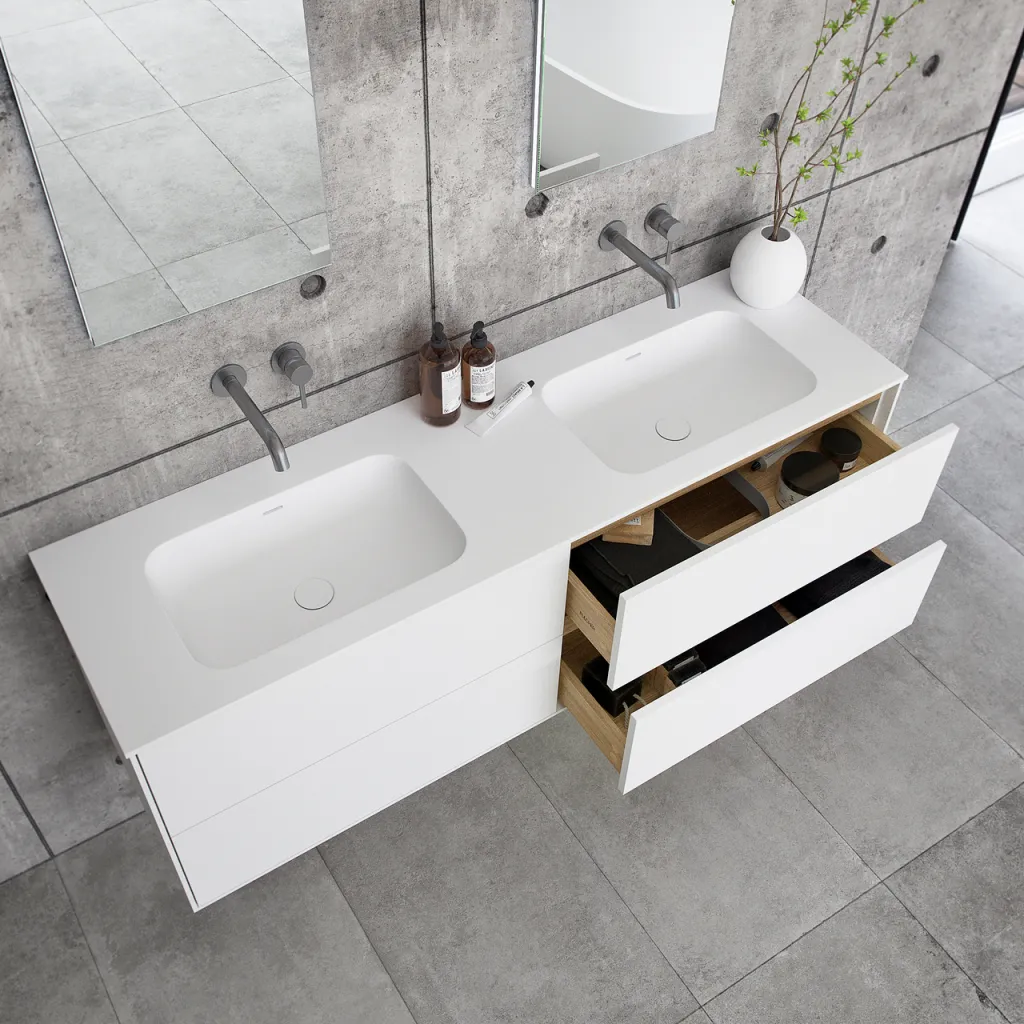 Pulcher Mood 160D Soft - Badrumsmöbel 160x46 cm, Mathvid m/ SolidTec®. tvätta