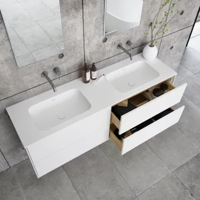 Pulcher Mood 160D Soft - Badrumsmöbel 160x46 cm, Mathvid m/ SolidTec®. tvätta