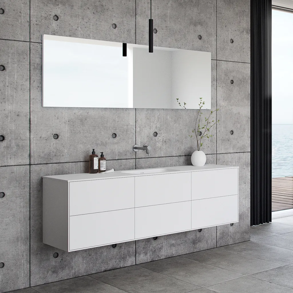 Pulcher Mood 180 Soft - Badrumsmöbel 180x46 cm, Mathvid m/ SolidTec® handfat