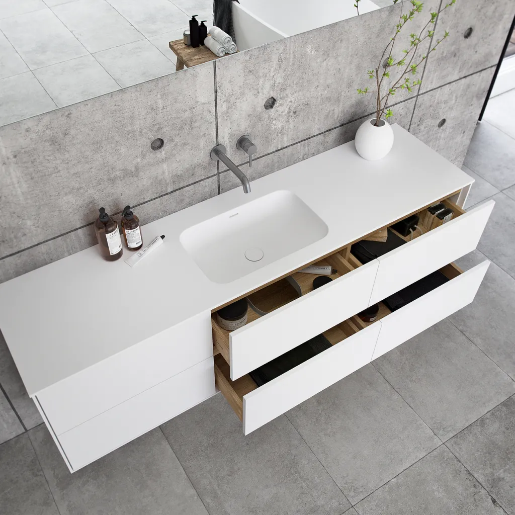 Pulcher Mood 180 Soft - Badrumsmöbel 180x46 cm, Mathvid m/ SolidTec® handfat