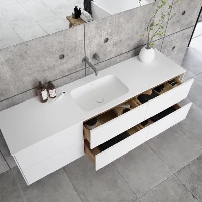 Pulcher Mood 180 Soft - Badrumsmöbel 180x46 cm, Mathvid m/ SolidTec® handfat
