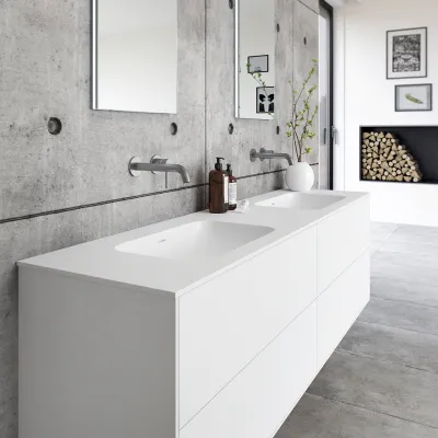 Pulcher Mood 180D Soft - Badrumsmöbel 180x46 cm, Mathvid m/ SolidTec® handfat