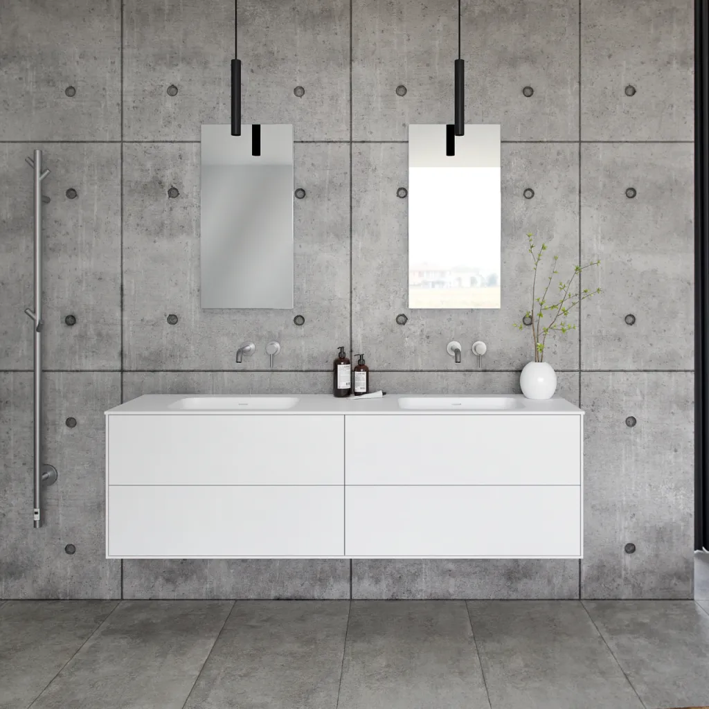 Pulcher Mood 180D Soft - Badrumsmöbel 180x46 cm, Mathvid m/ SolidTec® handfat