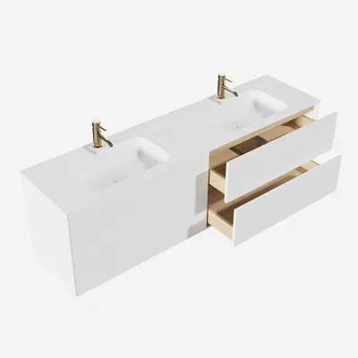 Pulcher Mood 180D Soft - Badrumsmöbel 180x46 cm, Mathvid m/ SolidTec® handfat