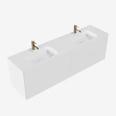 Pulcher Mood 180D Soft - Badrumsmöbel 180x46 cm, Mathvid m/ SolidTec® handfat