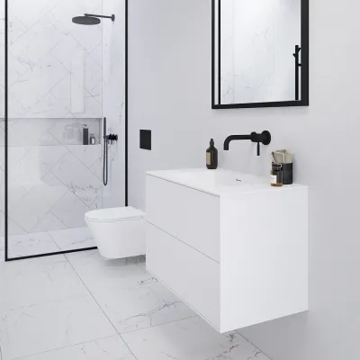 Pulcher Mood 80 Soho - Badrumsmöbel 80x46 cm, mattvit med SolidTec® handfat