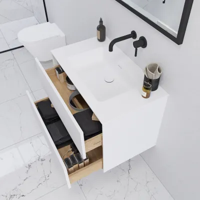 Pulcher Mood 80 Soho - Badrumsmöbel 80x46 cm, mattvit med SolidTec® handfat