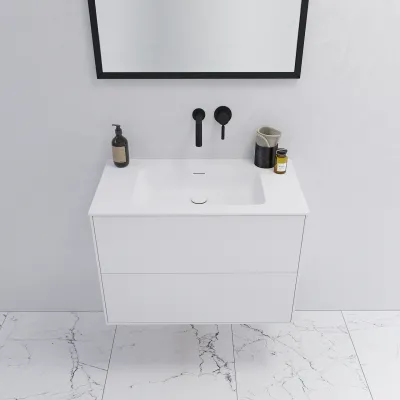 Pulcher Mood 80 Soho - Badrumsmöbel 80x46 cm, mattvit med SolidTec® handfat