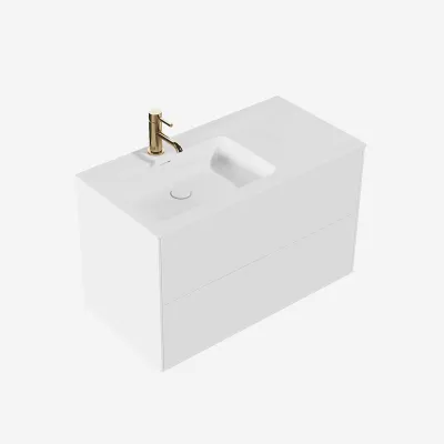 Pulcher Mood 90L Soho - Badrumsmöbel 90x46 cm, Matt vit m/ SolidTec® handfat