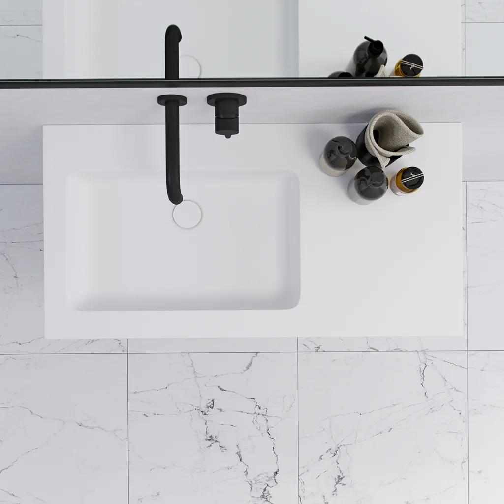 Pulcher Mood 90L Soho - Badrumsmöbel 90x46 cm, Matt vit m/ SolidTec® handfat