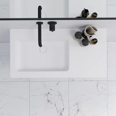Pulcher Mood 90L Soho - Badrumsmöbel 90x46 cm, Matt vit m/ SolidTec® handfat
