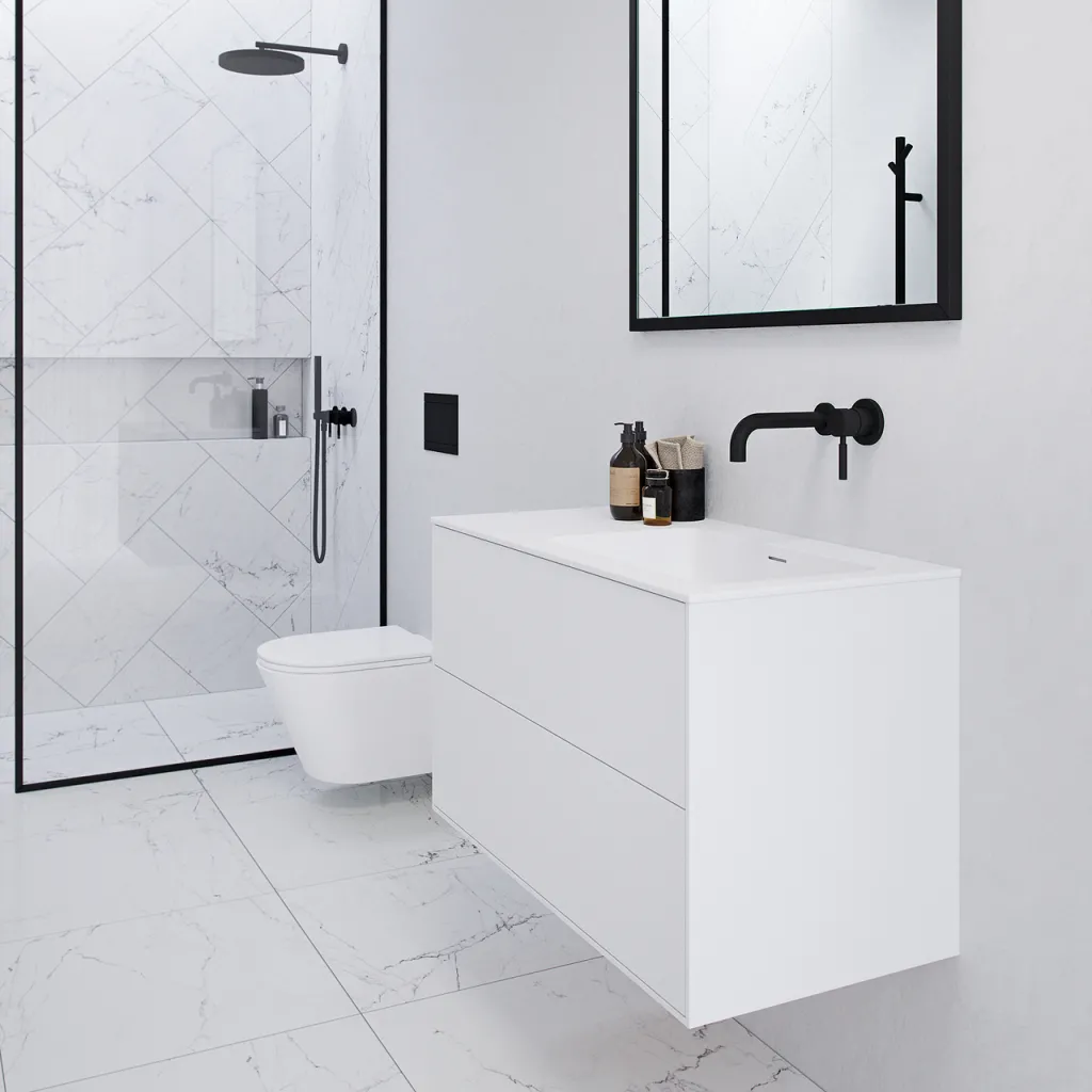 Pulcher Mood 90R Soho - Badrumsmöbel 90x46 cm, Mathvid m/ SolidTec® handfat
